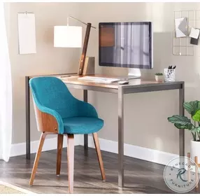 Bacci Walnut And Teal Accent Chair