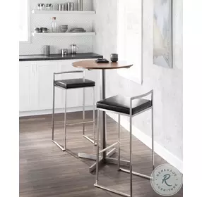 Fuji Black Velvet And Brushed Stainless Steel Bar Stool Set Of 2