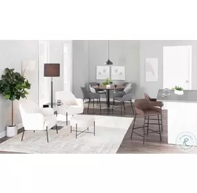 Daniella Black Metal And Cream Fabric Accent Dining Chair