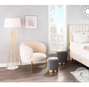 Marla Grey Velvet Nesting Pleated Ottoman Set of 2