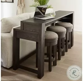 Lennox Hill Bark Upholstered Swivel Console Stool