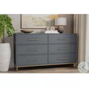 Madelyn Slate Gray 6 Drawer Dresser