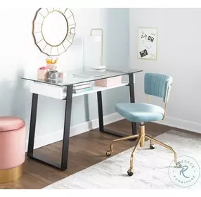 Tania Gold Metal And Light Blue Velvet Swivel Task Chair