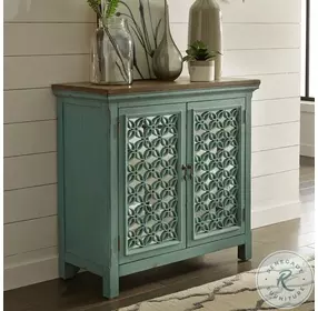 Eclectic Living Turquoise 2 Door Accent Cabinet