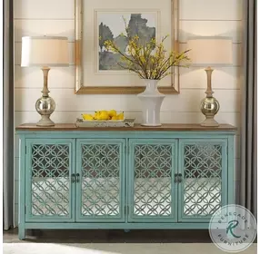 Artisan Turquoise 4 Door Accent Cabinet