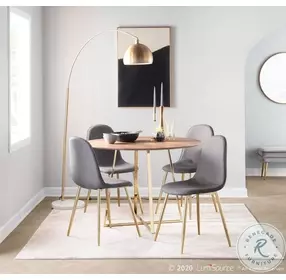 Pebble Charcoal Fabric And Gold Steel Chair Set of 2