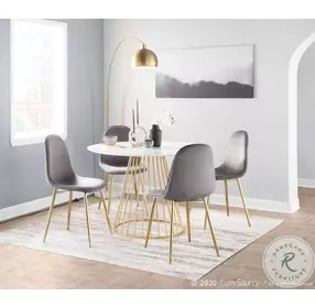 Pebble Grey Velvet And Gold Steel Chair Set of 2