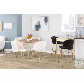 Fran Black Velvet And Gold Steel Counter Height Stool Set of 2