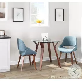 Folia Walnut Wood And Clear Glass Round Dining Table