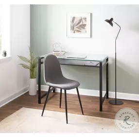 Pebble Charcoal Fabric And Black Steel Chair Set of 2