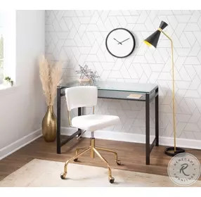 Tania Gold Metal And Cream Velvet Swivel Task Chair