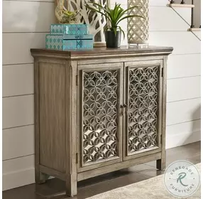 Eclectic Living Wire Brushed Gray And White 2 Door Accent Cabinet