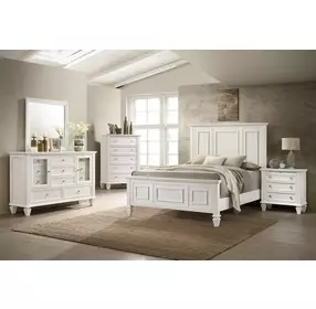 Sandy Beach Cream California King Panel Bed