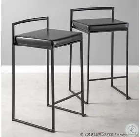 Fuji Black Counter Height Stool with Black Legs Set of 2