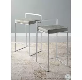 Fuji White and Gray Counter Stool Set of 2