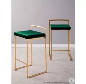 Fuji Gold and Green Counter Stool Set of 2
