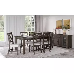 Willow Dark Brown and Beige Upholstered 7 Piece Dining Set with Nailhead Trim