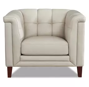 Elric Vanilla Leather Upholstered Accent Chair