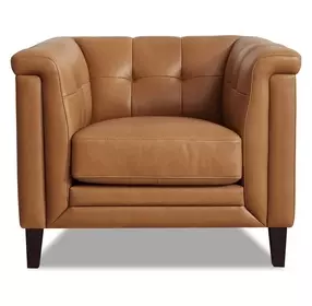 Elric Cognac Leather Upholstered Accent Chair