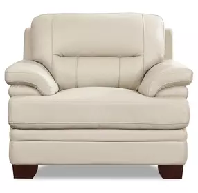 Calizor Vanilla Leather Upholstered Lounge Chair