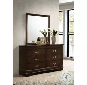 Louis Philippe Cappuccino 6 Drawer Dresser with Mirror