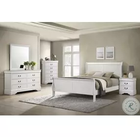Louis Philippe White King Sleigh Bed