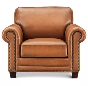 Colwyn Saddle Leather Upholstered Accent Chair with Nailhead Trim