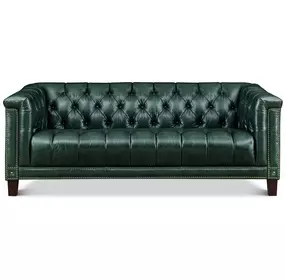 Picavel Green Leather Living Room Set