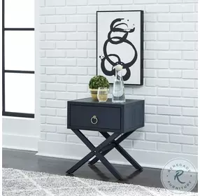 Midnight Wire Brushed Denim 1 Drawer Accent Table