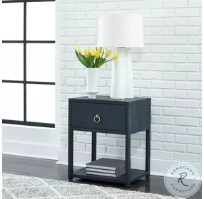 Nocturne Wire Brushed Denim 1 Shelf Accent Table