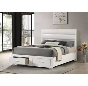 Felicity White High Gloss King Upholstered Platform Storage Bed