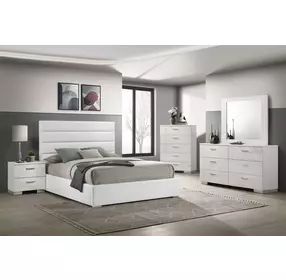 Felicity White California King Upholstered Platform Bed