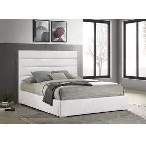 Felicity White Queen Upholstered Low Profile Platform Bed