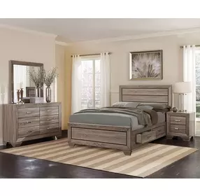 Kauffman Washed Taupe California King Storage Panel Bed
