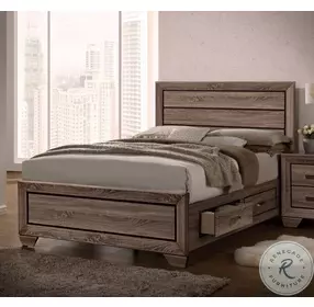 Kauffman Washed Taupe Panel Storage Bedroom set