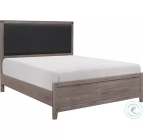 Woodrow Brownish Gray And Black Upholstered Panel Bedroom Set