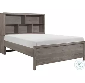 Woodrow Brownish Gray Platform Bookcase Bedroom Set