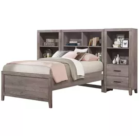 Woodrow Gray Twin Storage Wall Bed with Nightstand