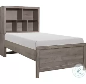 Woodrow Brownish Gray Youth Platform Bookcase Bedroom Set