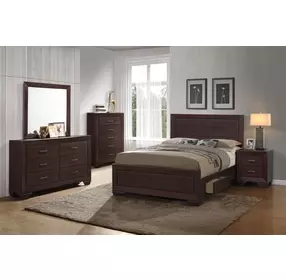 Kauffman Dark Cocoa California King Storage Panel Bed