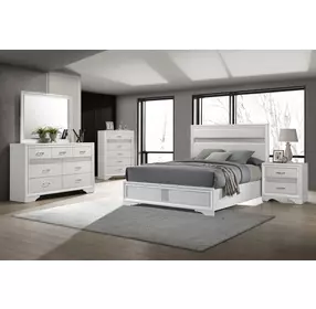 Miranda White California King Upholstered Panel Bed