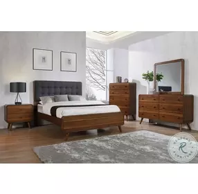 Robyn Dark Walnut Full Upholstered Low Profile Platform Bed