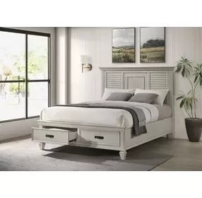 Franco Antique White Queen Panel Storage Bed
