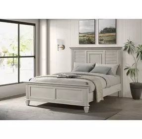 Franco Antique White Queen Panel Bed