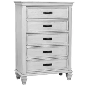 Franco Antique White 5 Drawer Chest