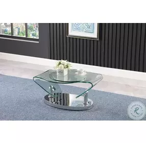 2062 Clear Glass And Polished Stainless Steel Motion Cocktail Table