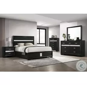 Miranda Black King Upholstered Panel Bed