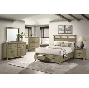 Hazlewood Vineyard Oak King Storage Panel Bed