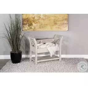 Willow Nest Marble White 36" Accent Bench with Storage