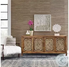 Marisol Weathered Honey And Soft Wash Gray 4 Door TV Stand